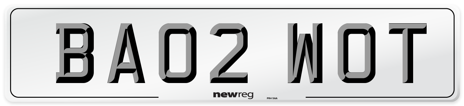 BA02 WOT Number Plate from New Reg